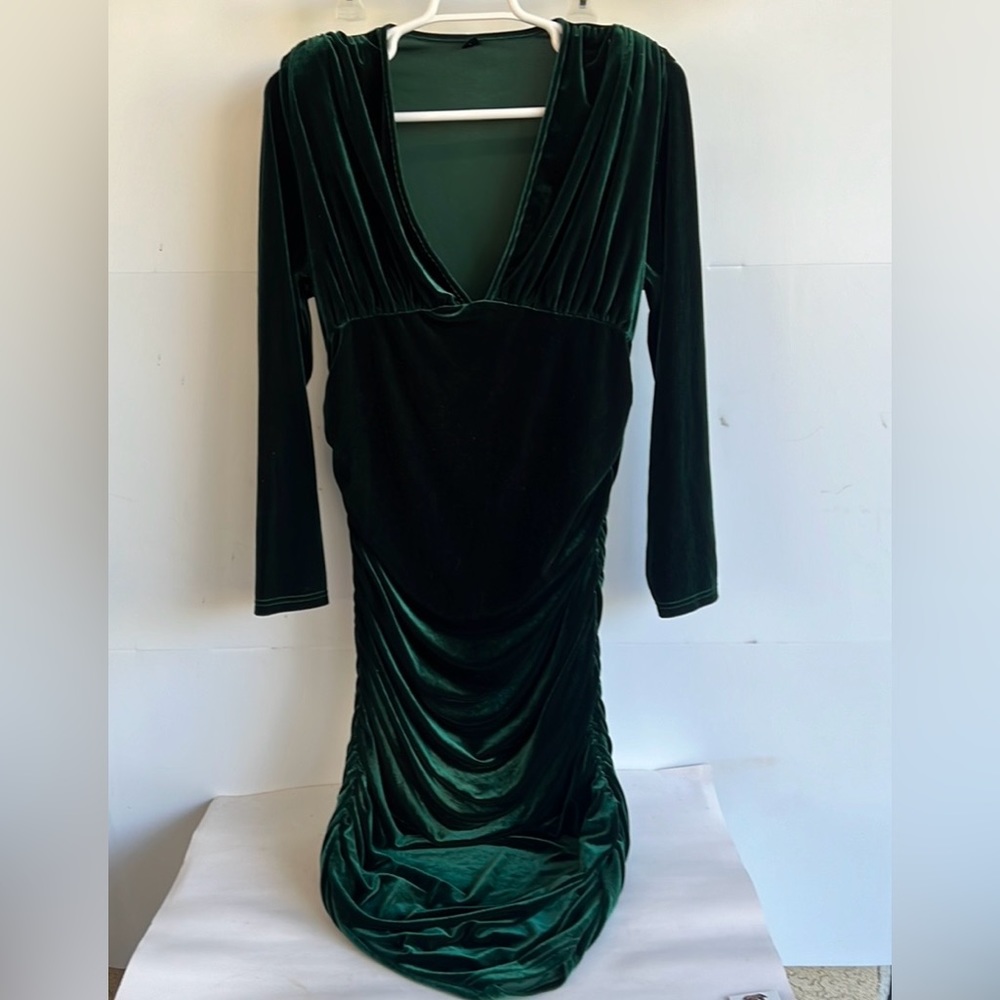 SHEIN VELVET VELVETEEN HOLIDAY DRESS RUCHED PLUS SIZE 3X CHRISTMAS FANCY